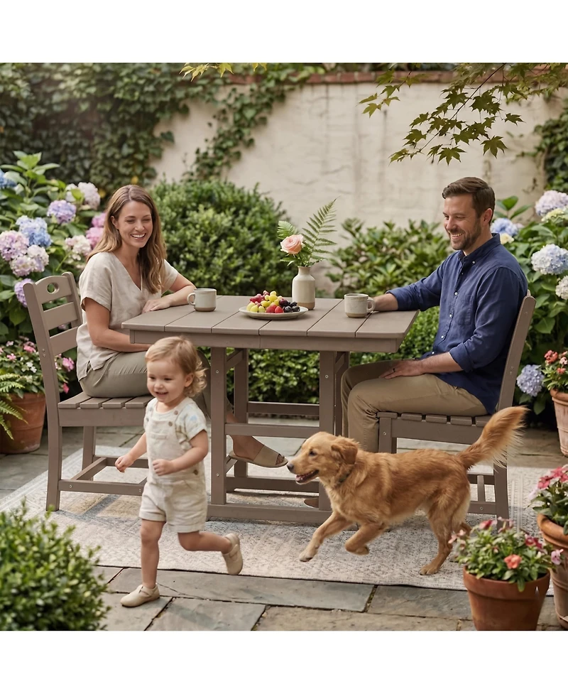 Clihome 3-Piece Hdpe Patio Dining Bistro Set - Square Table and 2 Chairs
