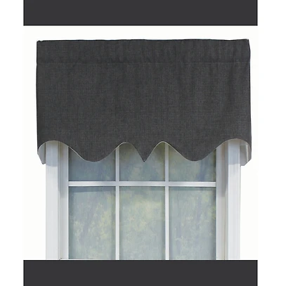 Rlf Home R-Crosby Essential Solid Color Fabric Printed Regal Valance 3inch Rod Pocket Iron Charcoal
