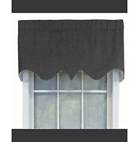 Rlf Home R-Crosby Essential Solid Color Fabric Printed Regal Valance 3inch Rod Pocket Iron Charcoal