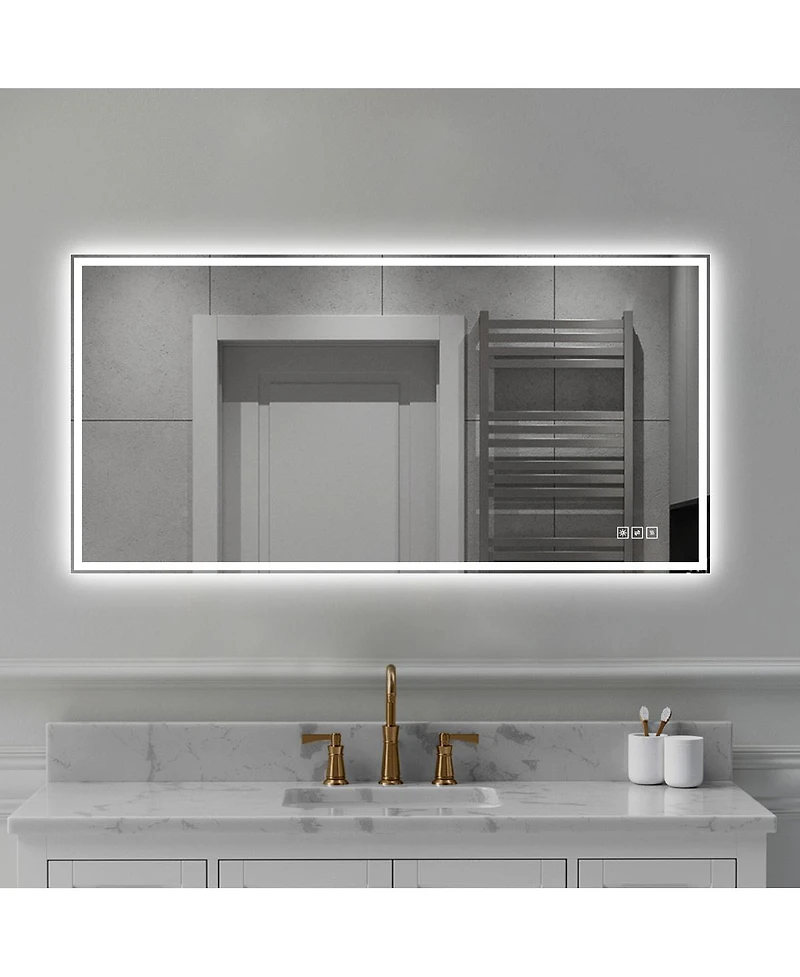 Laoties 48" x 24" Led Bathroom Vanity Mirror, Anti-Fog Lighted Wall Mirror with Dimmable Lighting