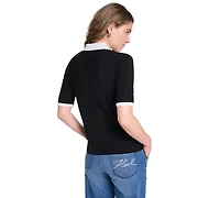 Karl Lagerfeld Paris Petite Johnny Collar Sweater