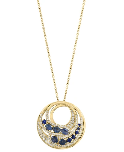 Effy Collection Sapphire (1-1/3 ct. t.w.) & Diamond (3/8 ct. t.w.) Pendant Necklace in 14k Yellow Gold