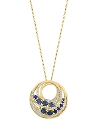Effy Collection Sapphire (1-1/3 ct. t.w.) & Diamond (3/8 ct. t.w.) Pendant Necklace in 14k Yellow Gold