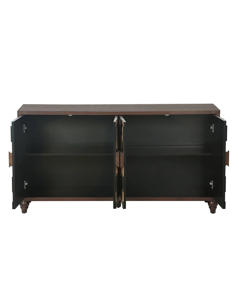 Streamdale Furniture 59.8 Inch Sideboard with Honeycomb Pattern Modern Accent Cabinet