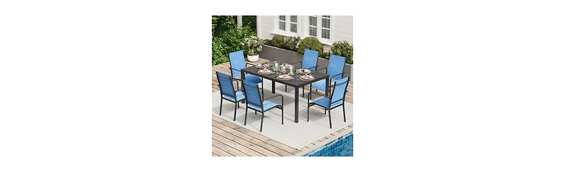 Erommy 7 Piece Patio Outdoor Dining Table And Chairs Set For 4 To 8