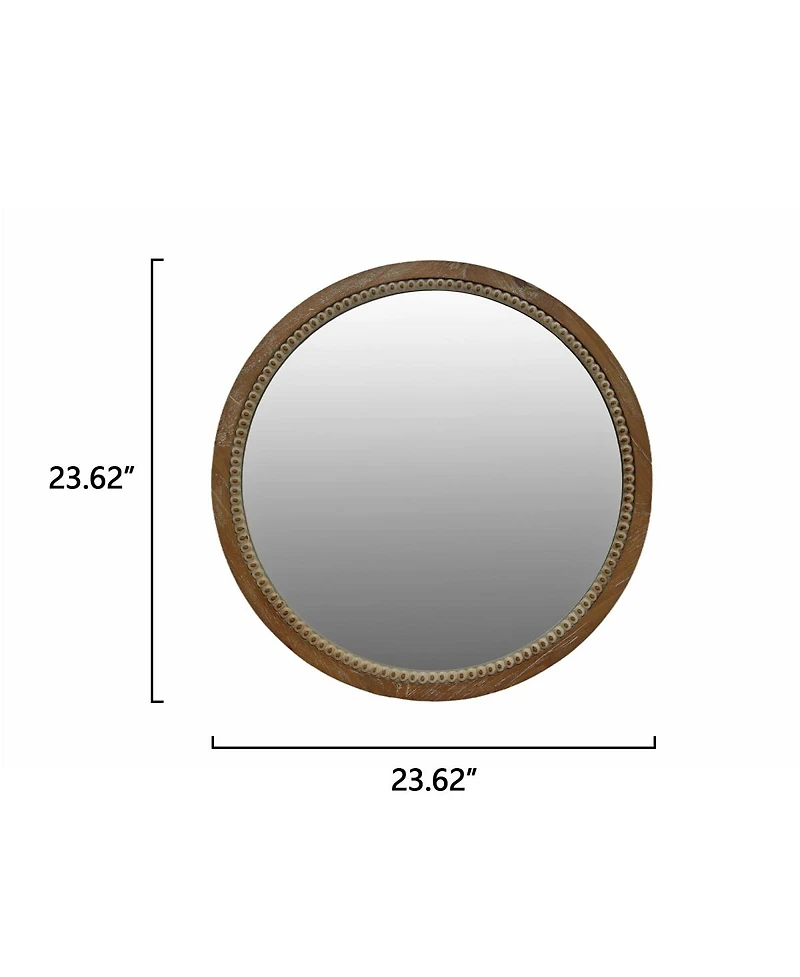 Laoties 23.6" Farmhouse Round Wall Mirror Beaded Trim for Living Room and Bathroom