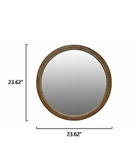 Laoties 23.6" Farmhouse Round Wall Mirror Beaded Trim for Living Room and Bathroom