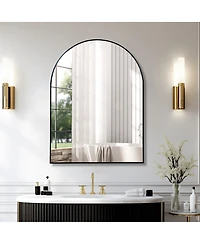 Laoties 30" x 40" Arched Bathroom Mirror, Metal Vanity Mirror for Entryway, and Living Room