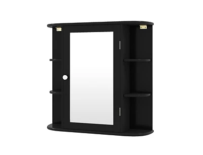 Volenca Wall-Mounted Bathroom Mirror Cabinet with Open Shelves, 26-in W