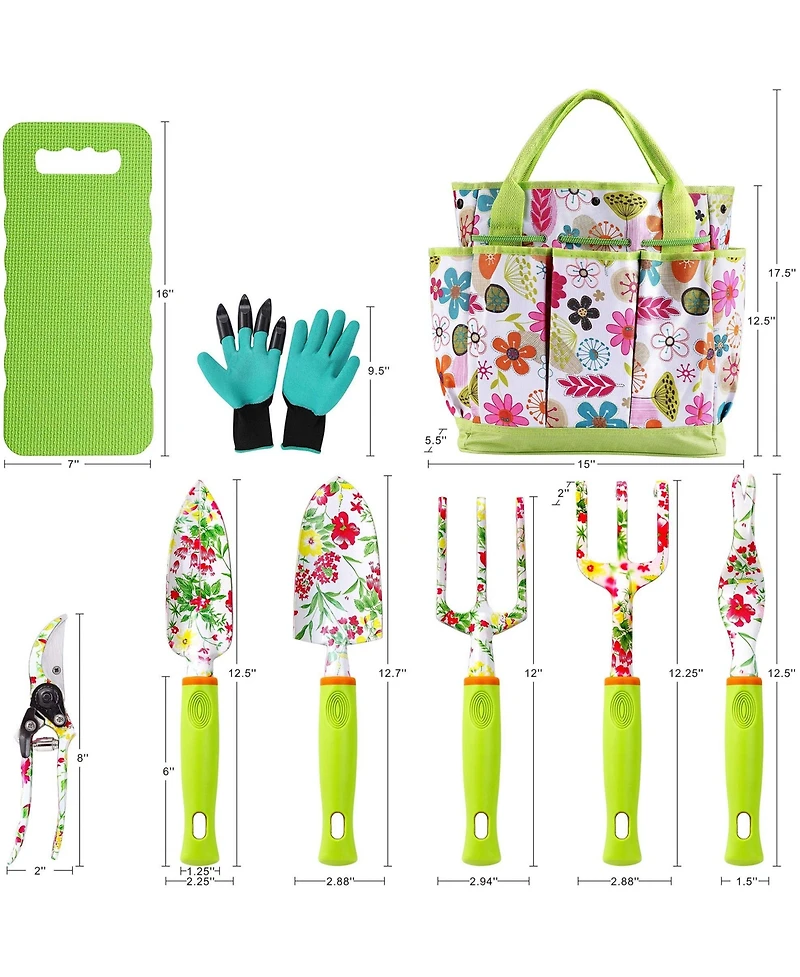 Xdovet Garden Tool Set Heavy Duty Kit Gloves Kneeling Pad Pruner Trowel Rake Weeder Transplanter