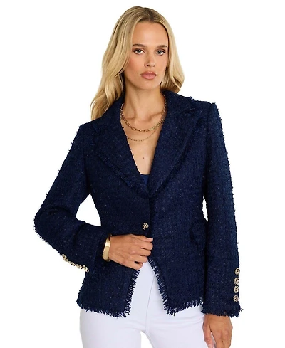 The Noli Shop Women's Giselle Single Breasted Tweed Blazer