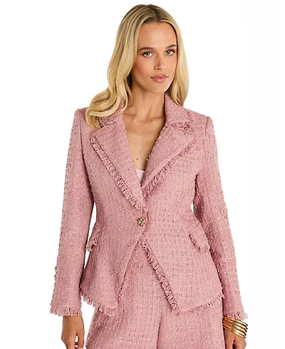 The Noli Shop Women's Giselle Single Breasted Tweed Blazer