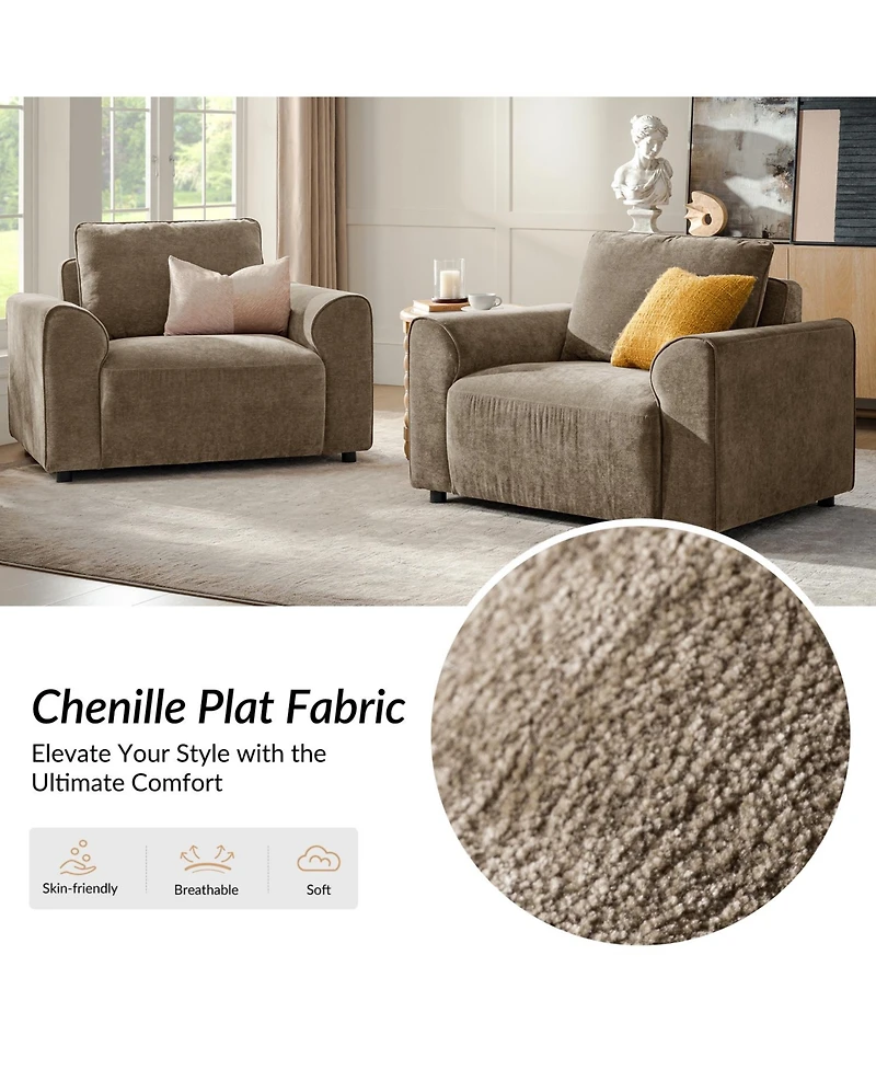 Hulala Home Bernice Modern Oversized Armchair with Removable Back Cushion