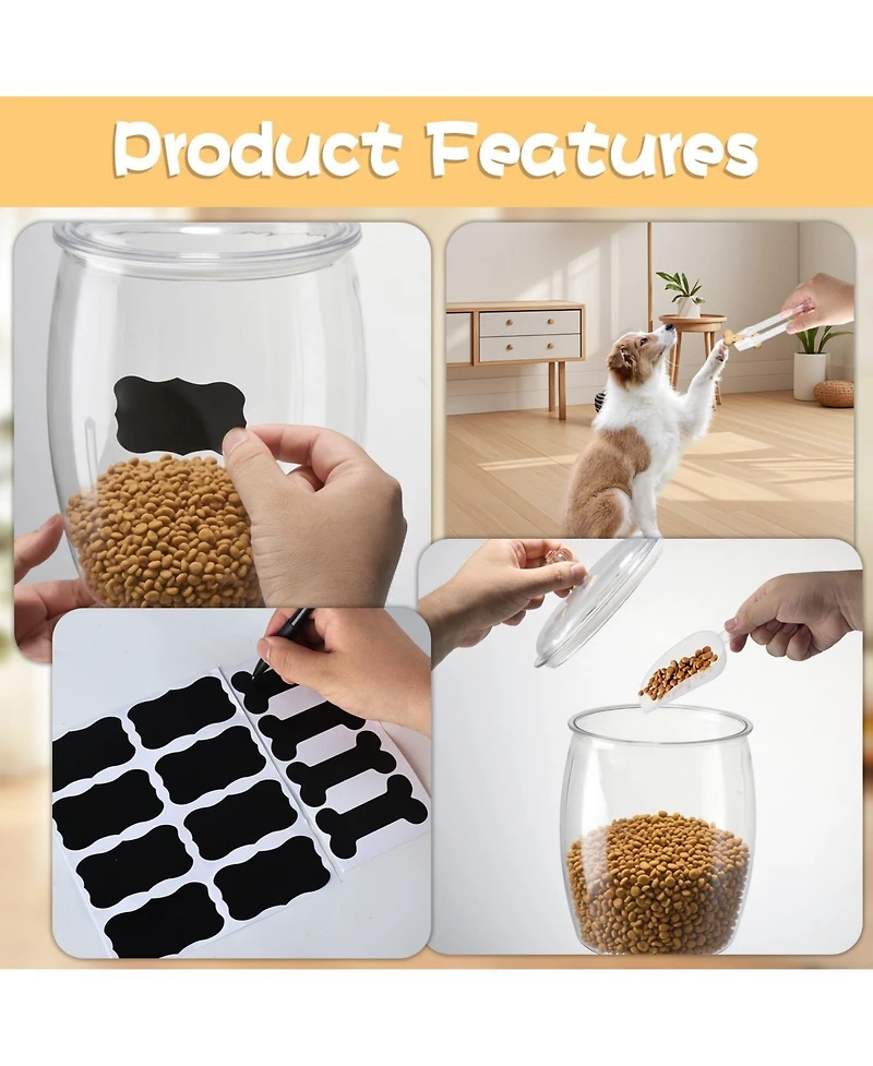 Aronkl 2 Pack Airtight Pet Food Storage Jars With Lids Scoops Clamp Labels