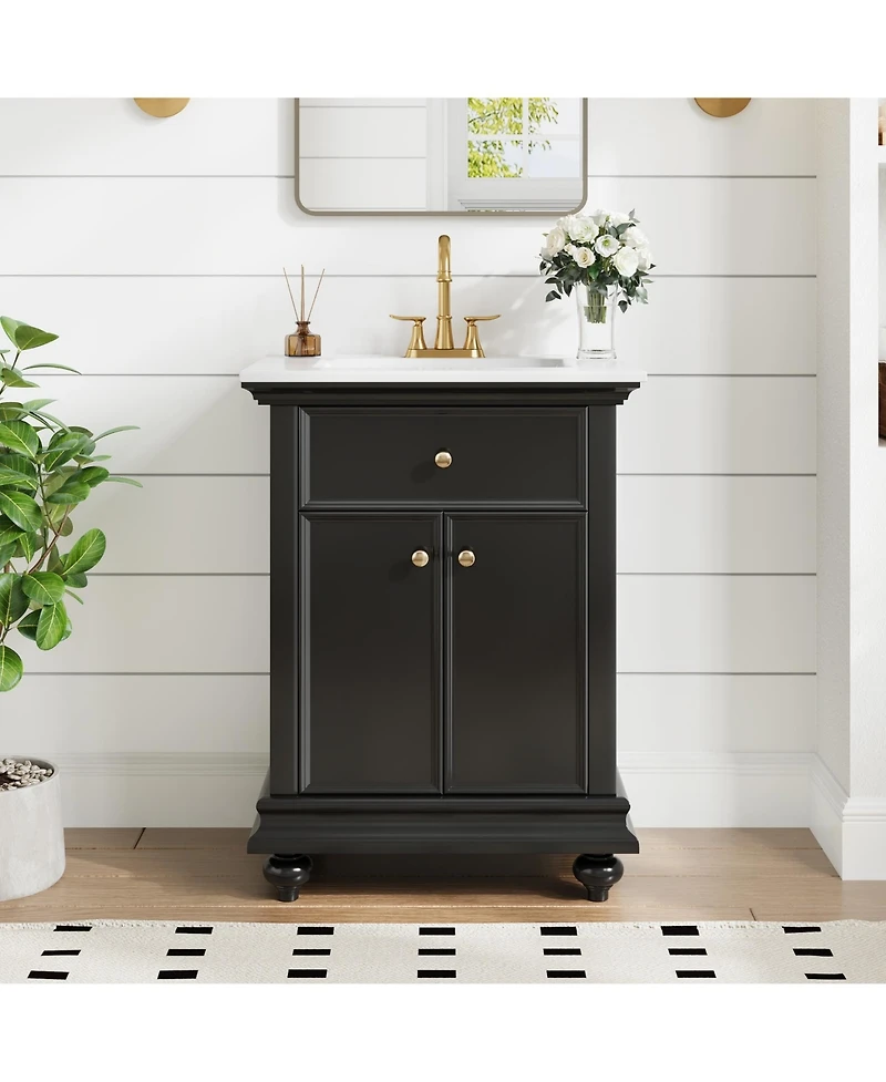 Phying 24 Inch Modern French Bathroom Vanity Freestanding Cabinet Farmhouse Bathroom Home Furniture