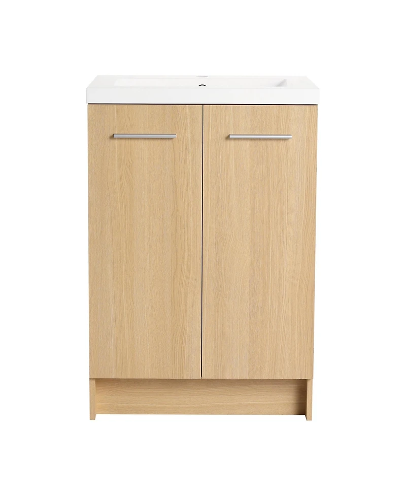 Phying 24 Inch Light Oak Freestanding Bathroom Vanity Bathroom Cabinet Space Saving Home Bathroom Furniture for Small Bathrooms Apartment