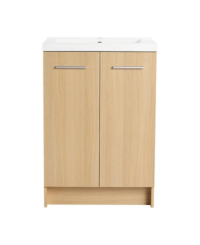 Phying 24 Inch Light Oak Freestanding Bathroom Vanity Bathroom Cabinet Space Saving Home Bathroom Furniture for Small Bathrooms Apartment