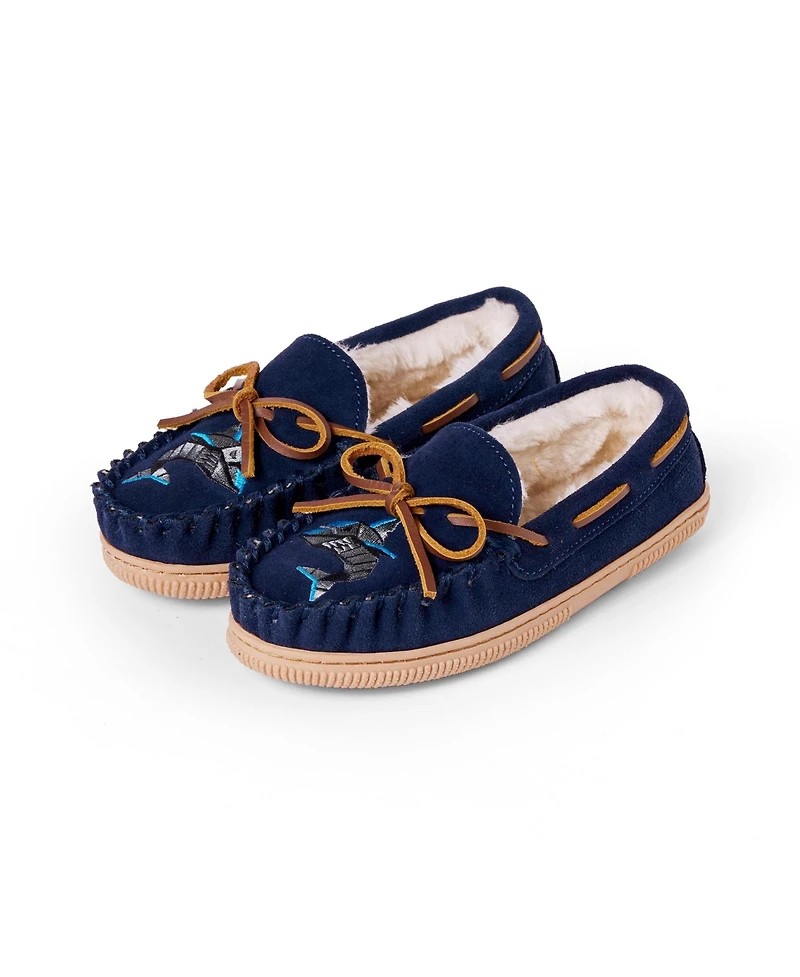 Minnetonka Boys Kids' Suede Shark Slippers