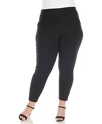 White Mark Plus Flutter-Sleeve Top and Scuba Pants Set