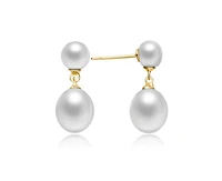 Genevive Elegant Sterling Silver Freshwater Pearl Dainty Drop Earrings