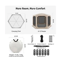 Cowin 10FT Pop Up Screen House Tent, Portable Outdoor Shelter with Sunshade Net, for 8-10 People, for Backyard Camping Picnic