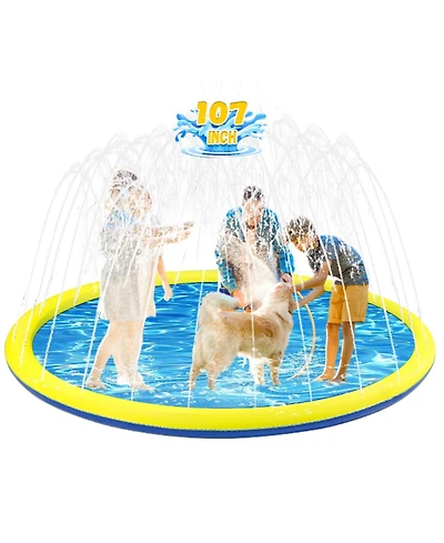 Aofar 107" Splash Pad Sprinkler Kids Dog Pool Outdoor Water Play Yard