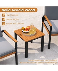 Gouun 3-Piece Acacia Wood and Metal Patio Conversation Set with Cushions