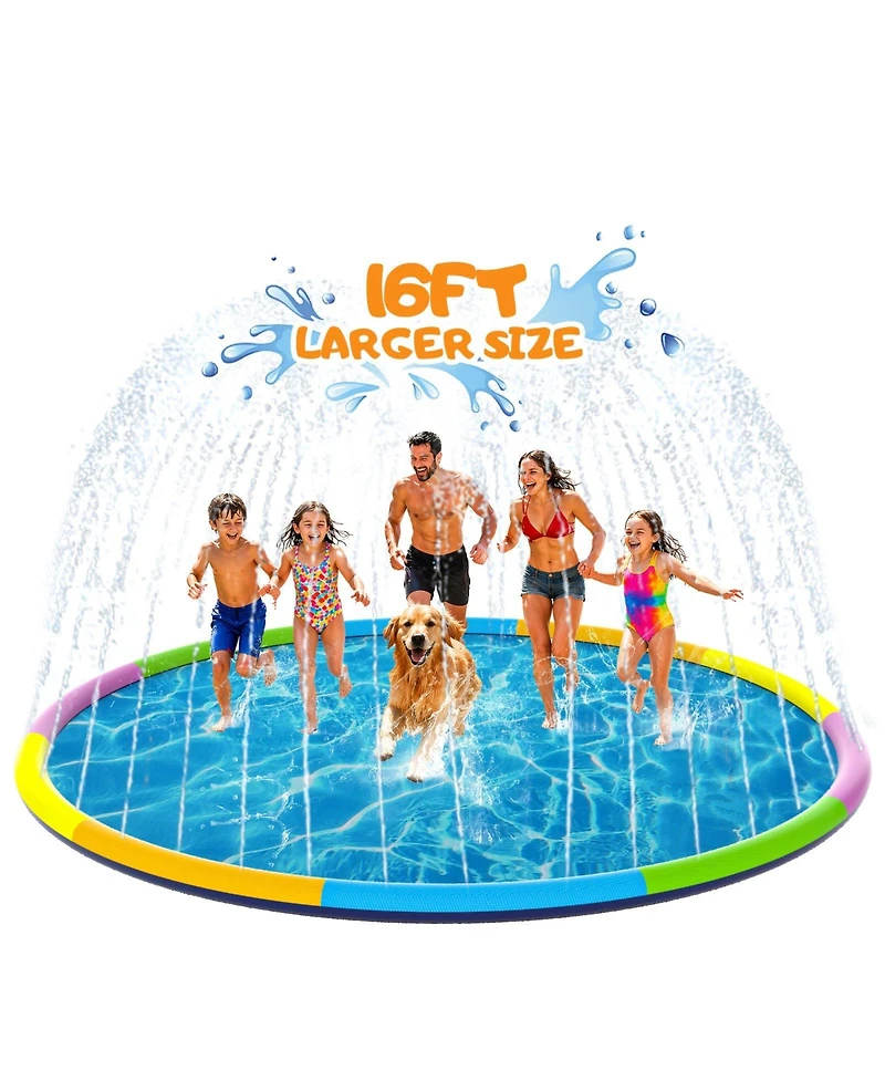 Aofar 197"Splash Pad Sprinkler Play Mat Dogs Pets Outdoor Foldable
