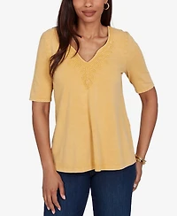 Ruby Rd. Petite Soutache Short-Sleeve Knit Top