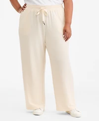Style & Co Plus LuxLounge Wide-Leg French-Terry Drawstring Pants, Macy's Exclusive
