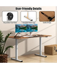 Gouun 55 in. Electric Sit-to-Stand Desk with Cable Management Hole and T-Leg Frame