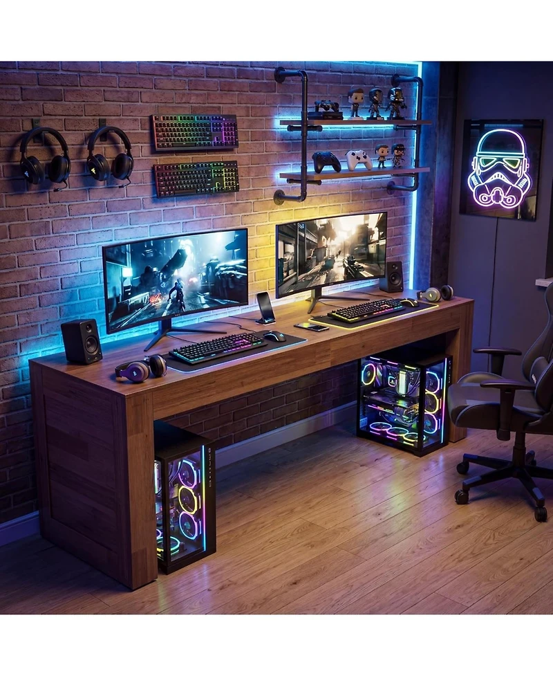 Tribesigns Two Person Desk, 78.7-Inch Extra Long Computer Office Desk, Farmhouse Double Computer Writing Table, Large Dual Gaming Table Workstation