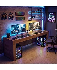 Tribesigns Two Person Desk, 78.7-Inch Extra Long Computer Office Desk, Farmhouse Double Computer Writing Table, Large Dual Gaming Table Workstation
