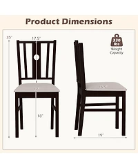 Gymax Wooden Chairs Set of 4 Upholstered Rubber Kitchen Chairs w/Fabric Padded Seat