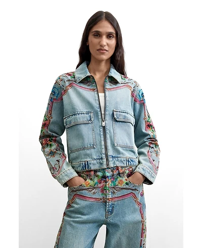 Desigual Women's Embroidered denim jacket cotton