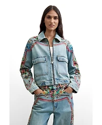 Desigual Women's Embroidered denim jacket cotton