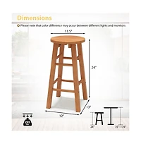 Boyel Living 24-Inch Outdoor Wood Bar Stools Set of 2 with Round Seat and Footrest