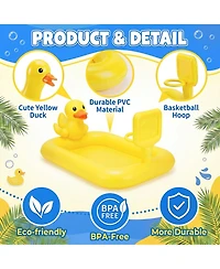 Aofar 63" Splash Pad Inflatable Duck Sprinkler Mat Water Basketball Game Pool Play Center Birthday Gift