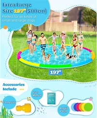 Aofar 197" Splash Pad Sprinkler Pool Mat for Dogs Adults Outdoor Play