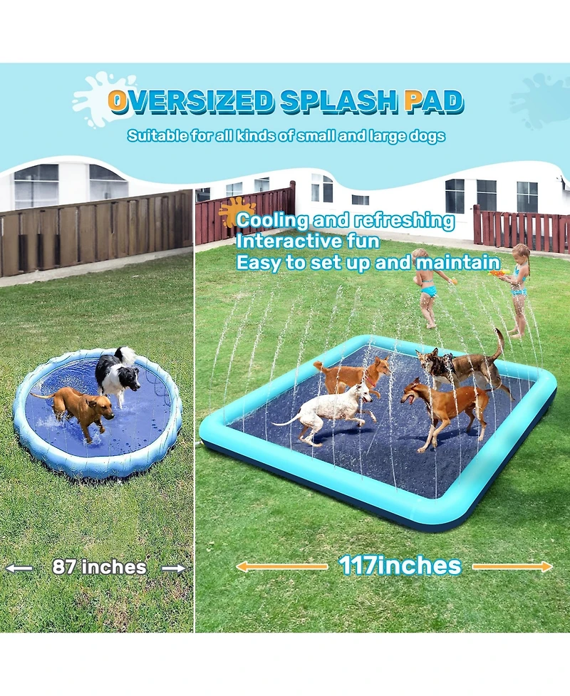Aofar 117'' Dog Splash Pad Sprinkler Pool Outdoor