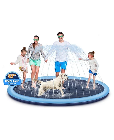 Aofar 97" Splash Pad for Dogs Kids Non Slip Sprinkler Pool Outdoor Summer
