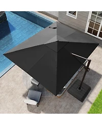 Pellebant Outdoor Patio 9X11Feet Aluminum Cantilever Umbrella with Base