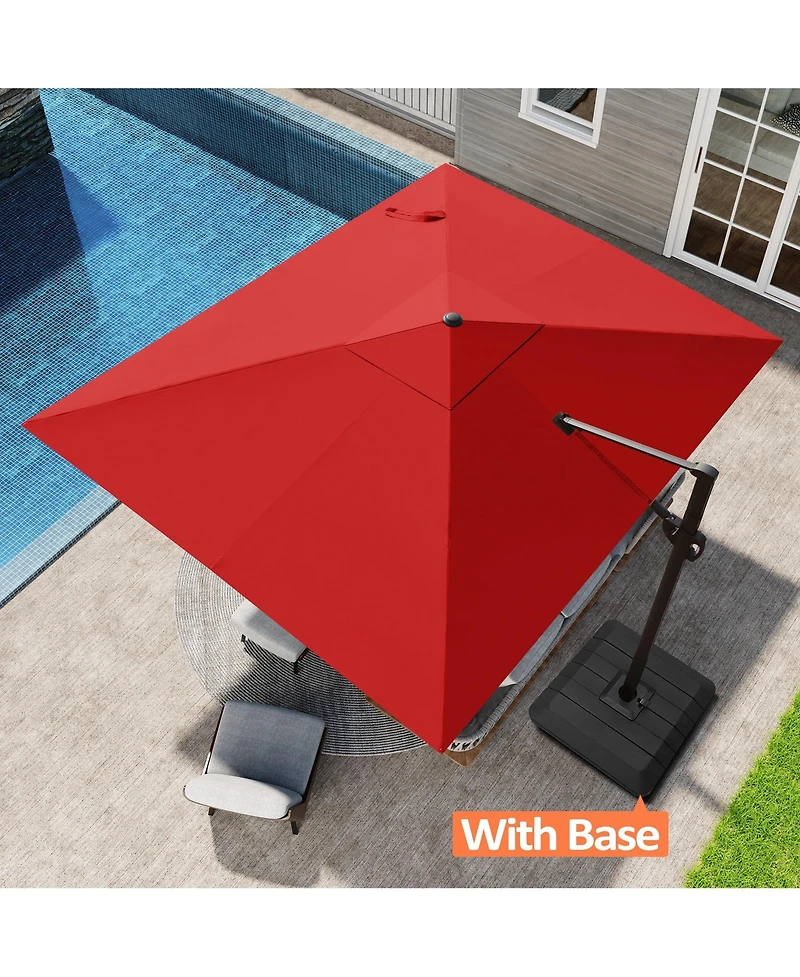 Pellebant Outdoor Patio 9X11Feet Aluminum Cantilever Umbrella with Umbrella Base