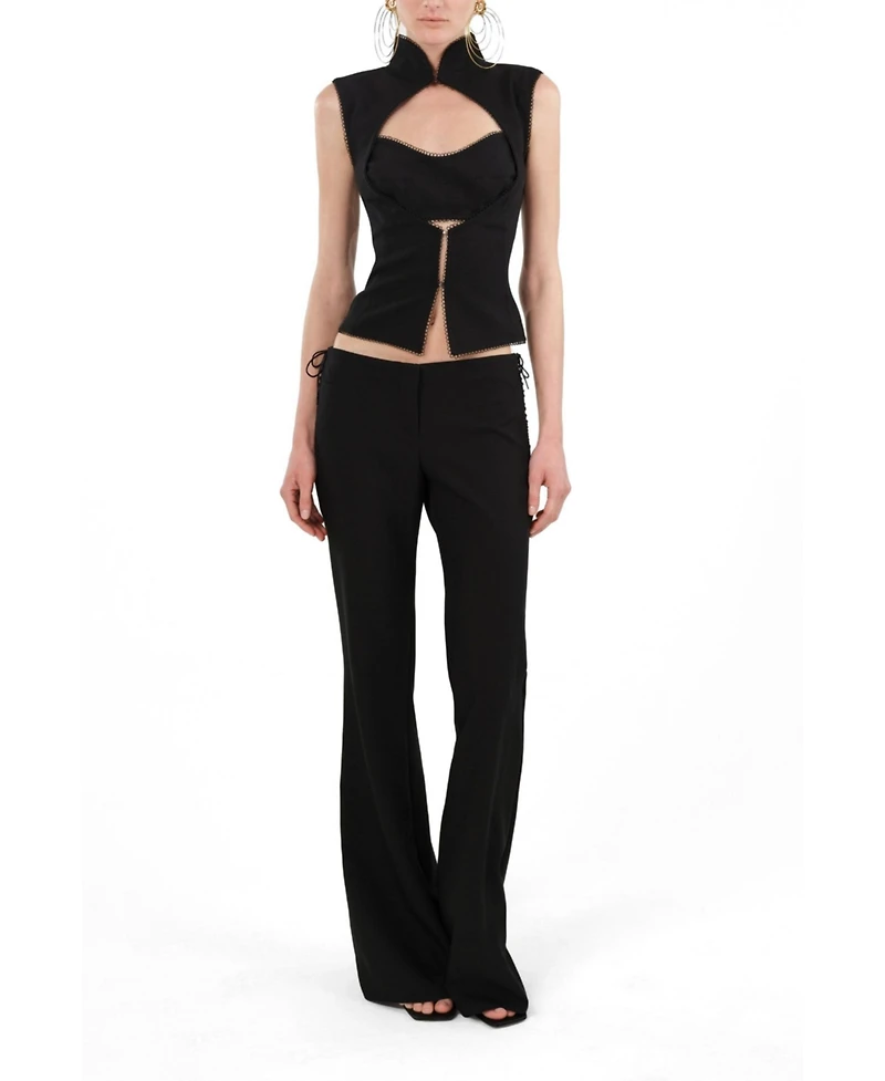 Nocturne Women's Side-Tie Low-Rise Slim Fit Trousers