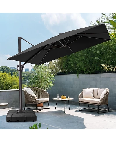 Pellebant Outdoor Patio 9X11Feet Aluminum Cantilever Umbrella with Wheel Base