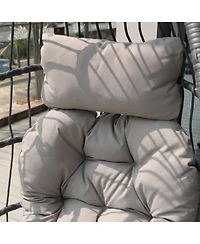 Clihome Cushion Egg Chair with Stand and Cup Holder