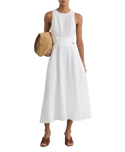 Reiss Women's Linen-Cotton Cut-Out Midi Dress