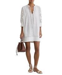 Reiss Women's Cotton Cheesecloth Broderie Mini Dress