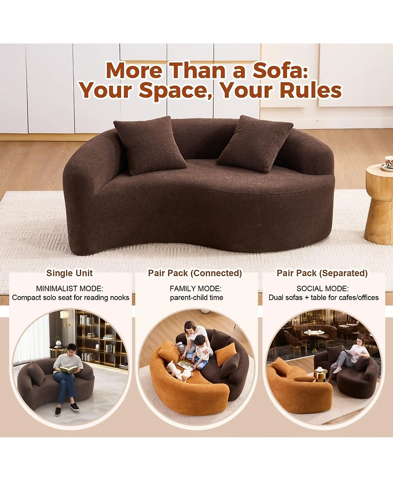 Sailvan S-Curved Chenille Sofa Loveseat, Dual-Depth, No Assembly, Compact for Small Spaces