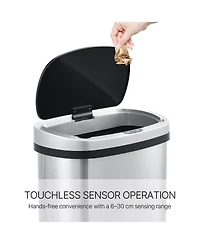 Mega Casa 13 Gal /50 Liter Stainless Steel Motion Sensor Silent Soft-Close Lid Trash Can for Kitchen, Office